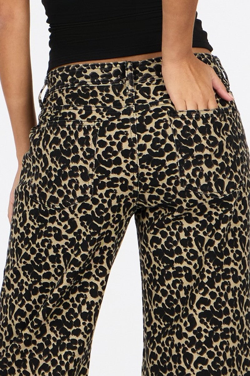 Leopard Print Low-Rise Wide-Leg Jeans | Forever 21 Womens
