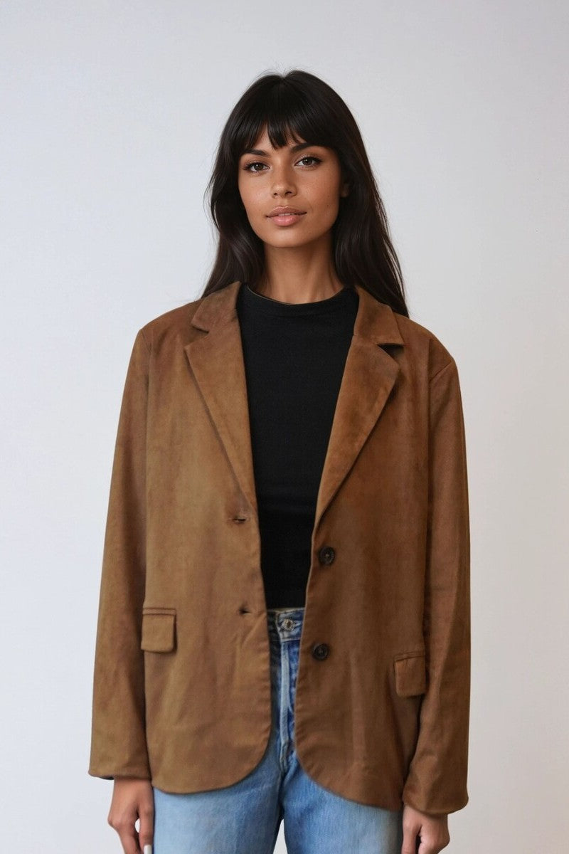 Faux Suede Button-Front Blazer Jacket | Forever 21 Womens