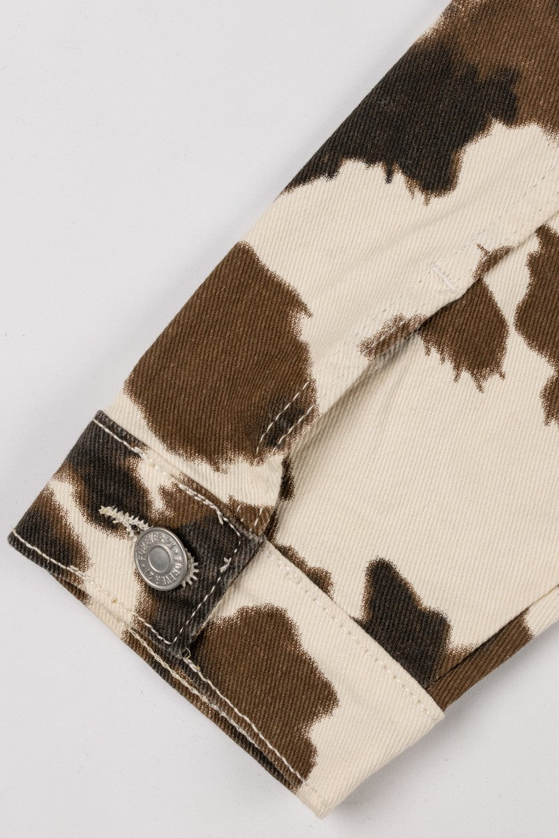 Cropped Cow Print Denim Jacket | Forever 21 Womens