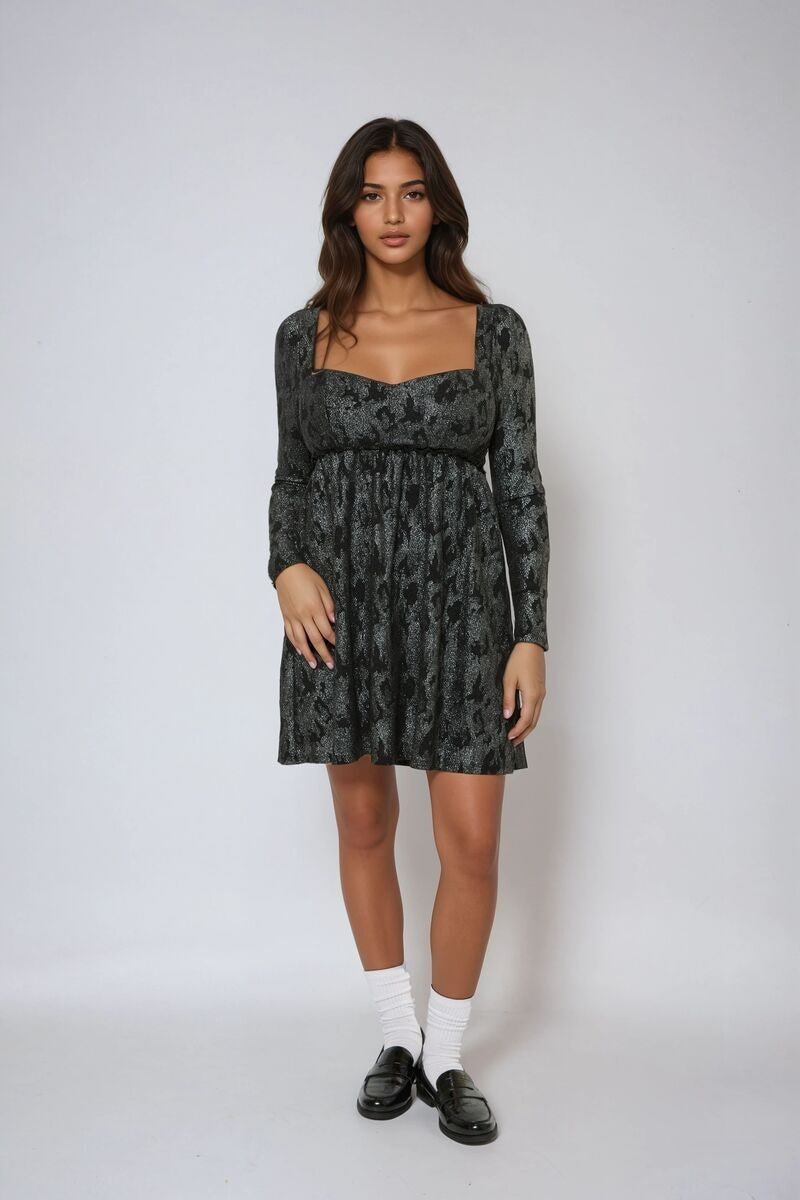 Long-Sleeve Metallic Baby Doll Mini Dress | Forever 21 Womens