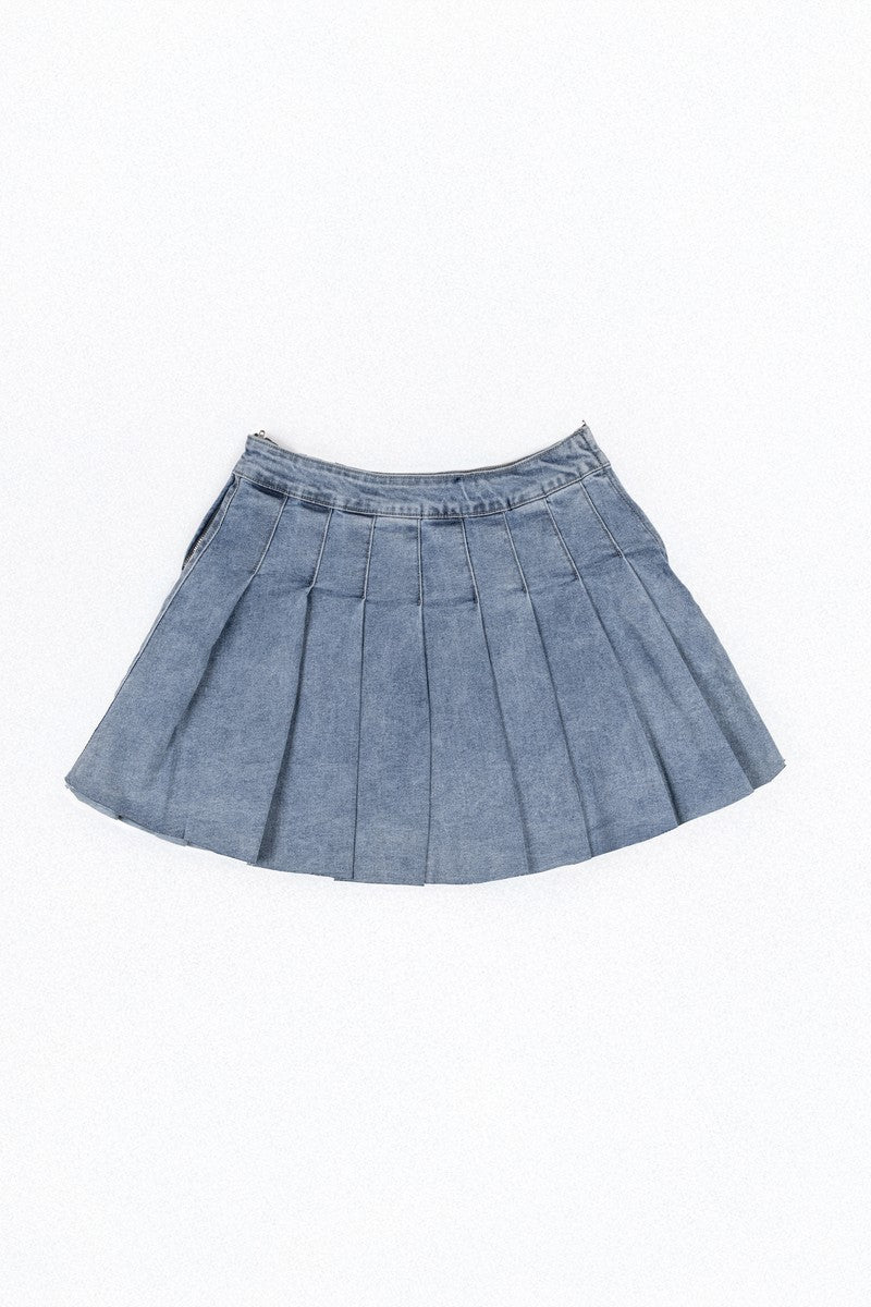 Pleated Denim Mini Skirt | Forever 21 Womens