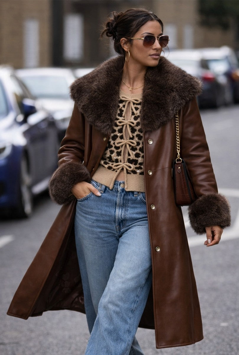Leopard Lace-Up Bow Cardigan Sweater | Forever 21 Womens