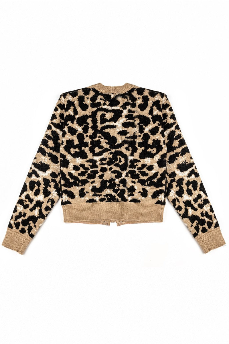 Leopard Lace-Up Bow Cardigan Sweater | Forever 21 Womens