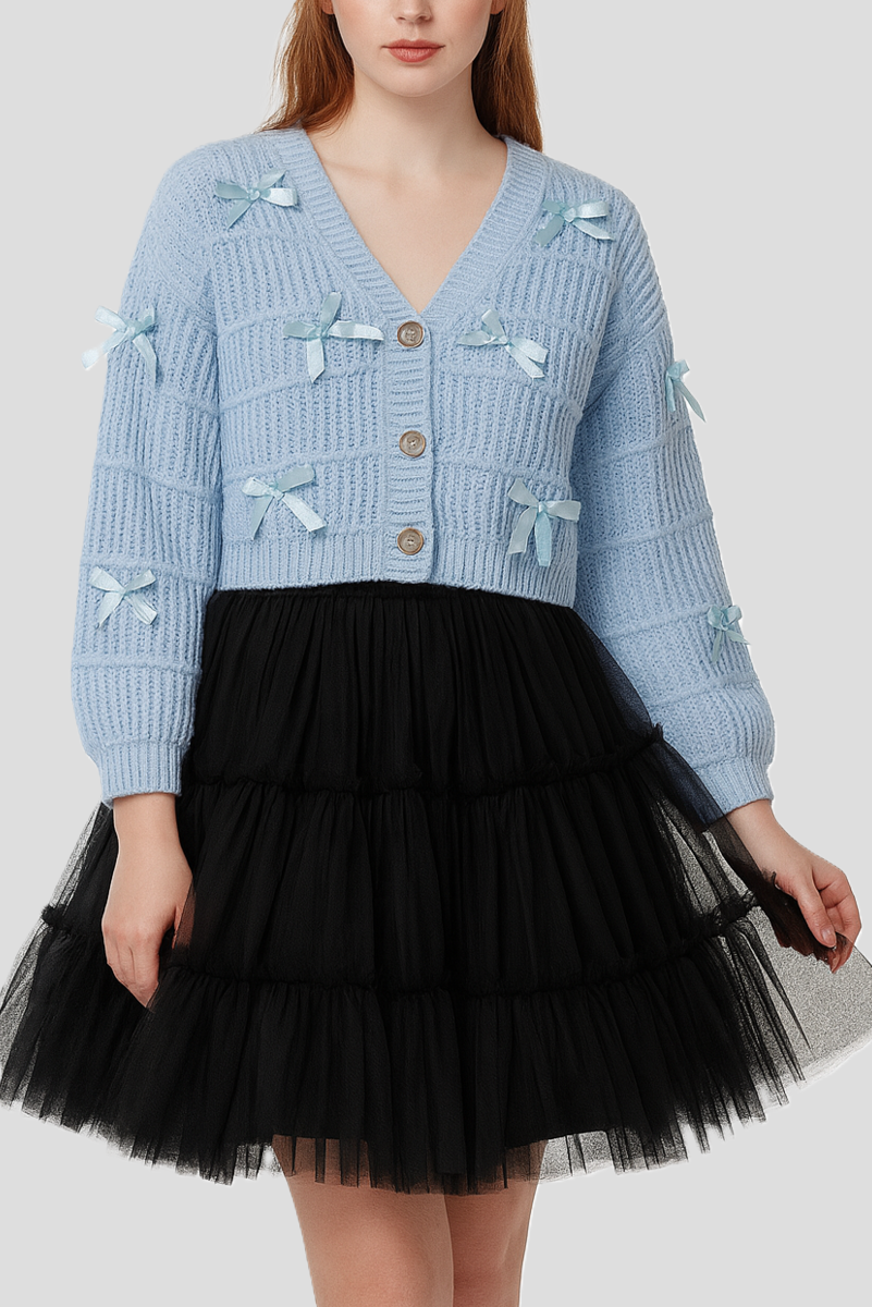 Ribbon Bow Cropped Cardigan Sweater | Forever 21 Womens