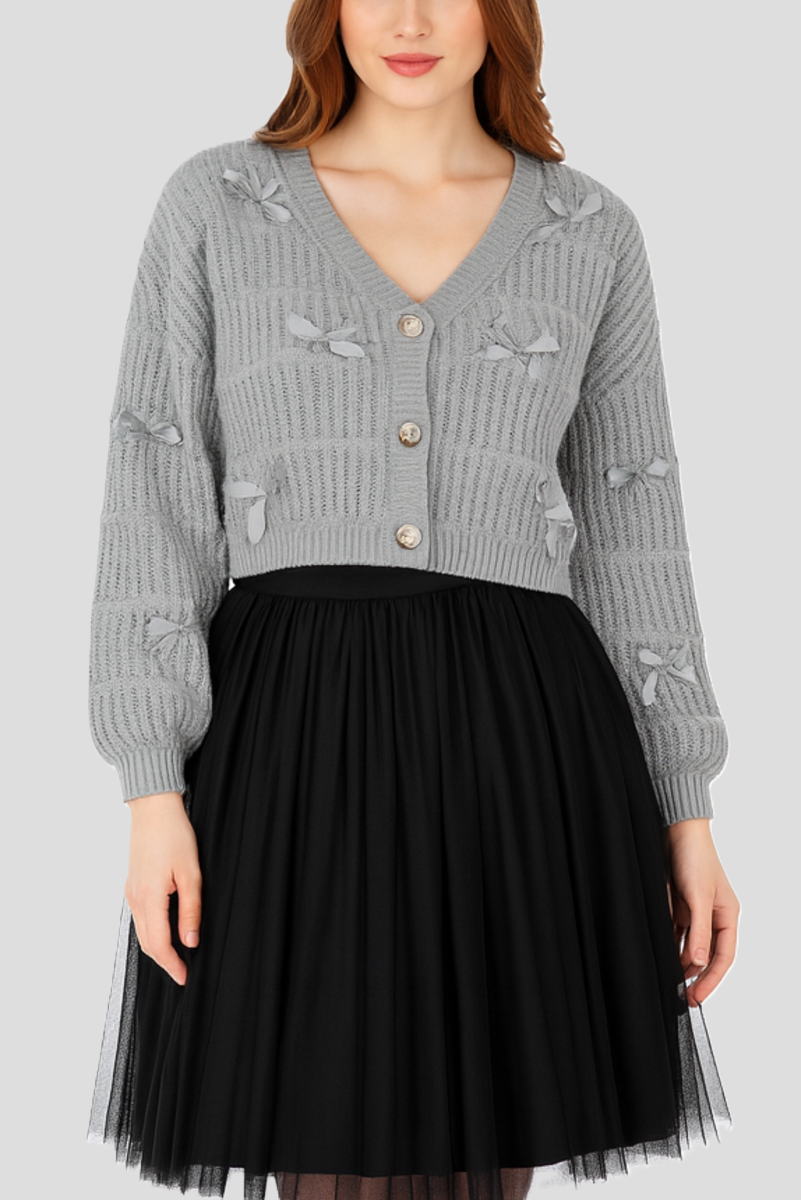 Ribbon Bow Cropped Cardigan Sweater | Forever 21 Womens