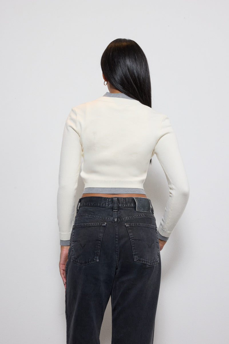 Contrast-Trim Cropped Cardigan Sweater | Forever 21 Womens
