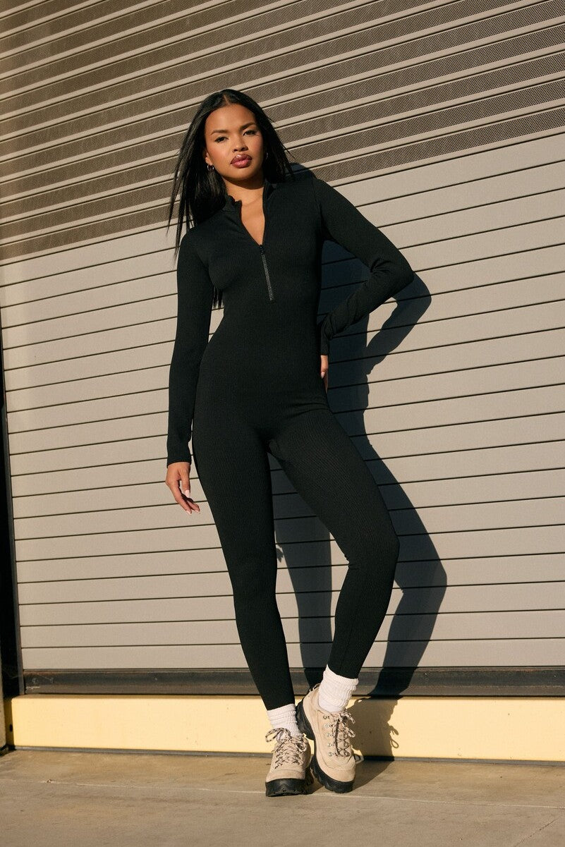 Seamless Ribbed Zip-Front Jumpsuit | Forever 21 Womens