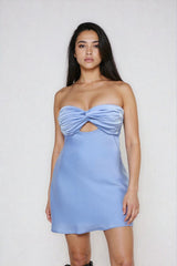Satin Twist-Front Strapless Mini Dress | Forever 21 Womens