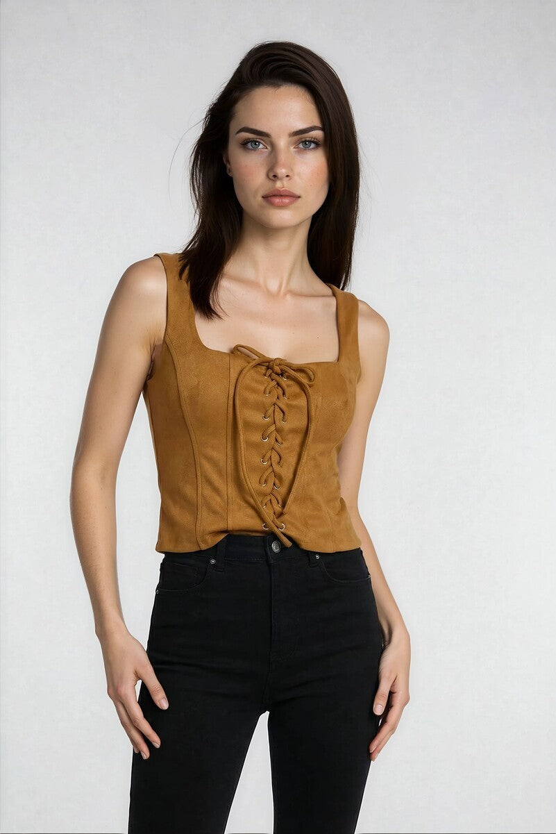 Faux Suede Lace-Up Corset Top | Forever 21 Womens