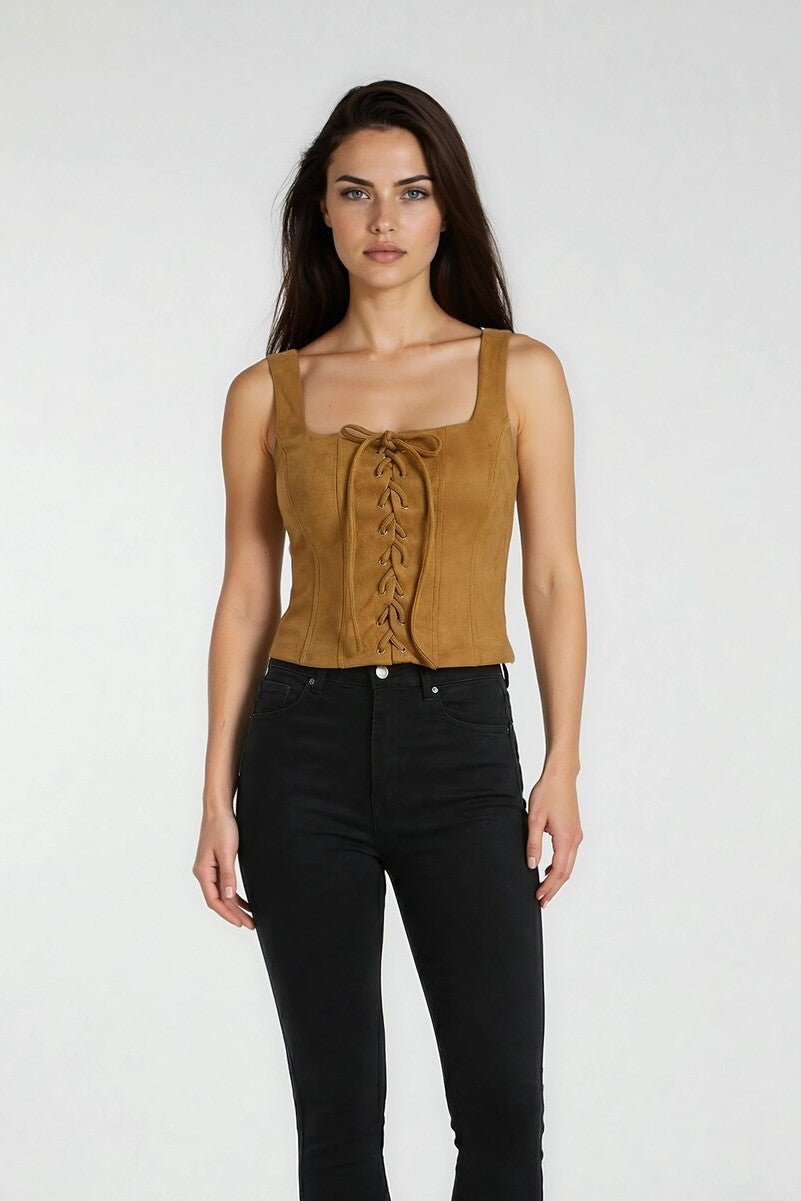 Faux Suede Lace-Up Corset Top | Forever 21 Womens