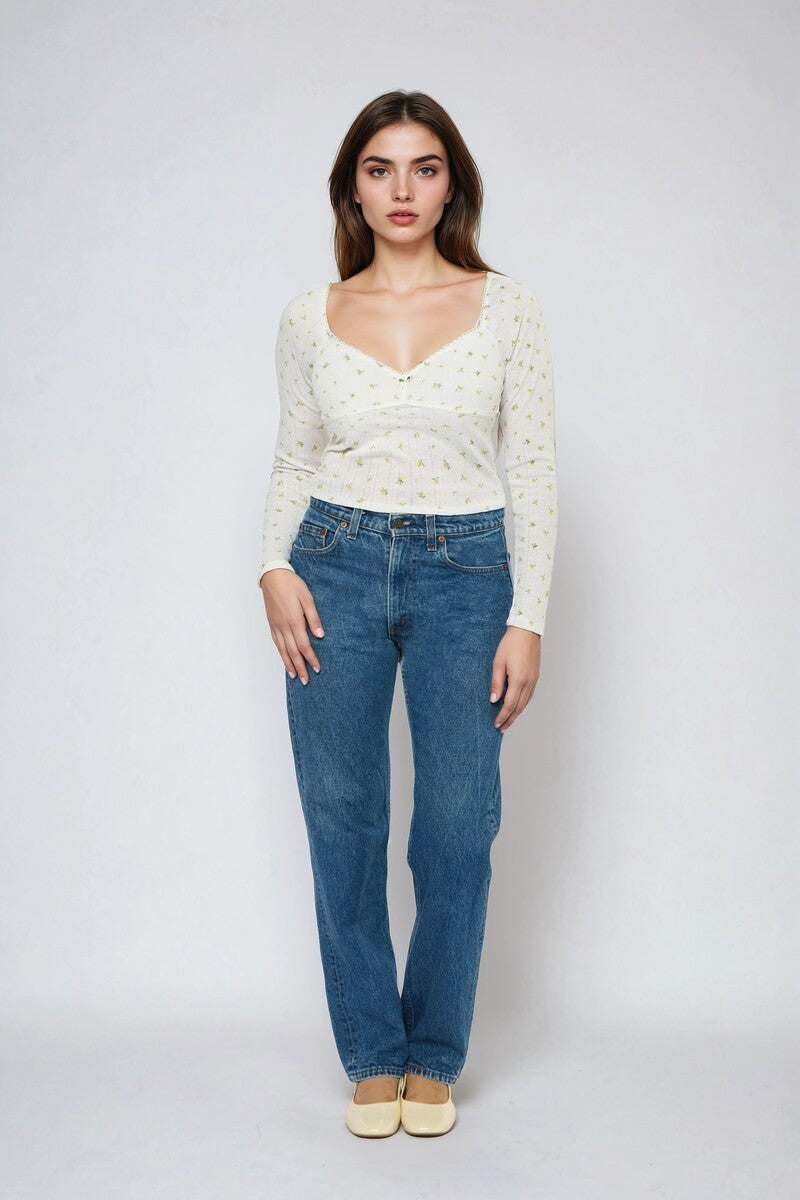 Floral Pointelle Long-Sleeve Top | Forever 21 Womens