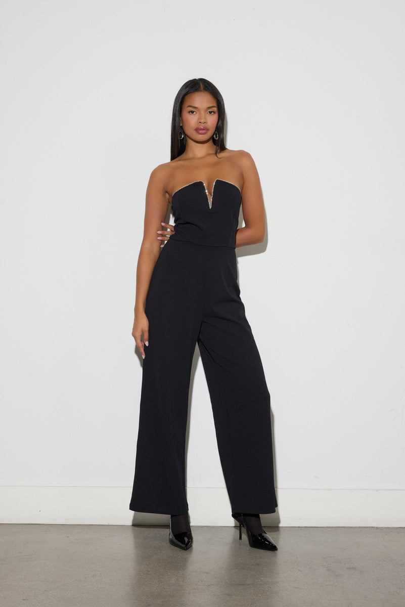 Rhinestone-Trim Strapless Jumpsuit | Forever 21 Womens