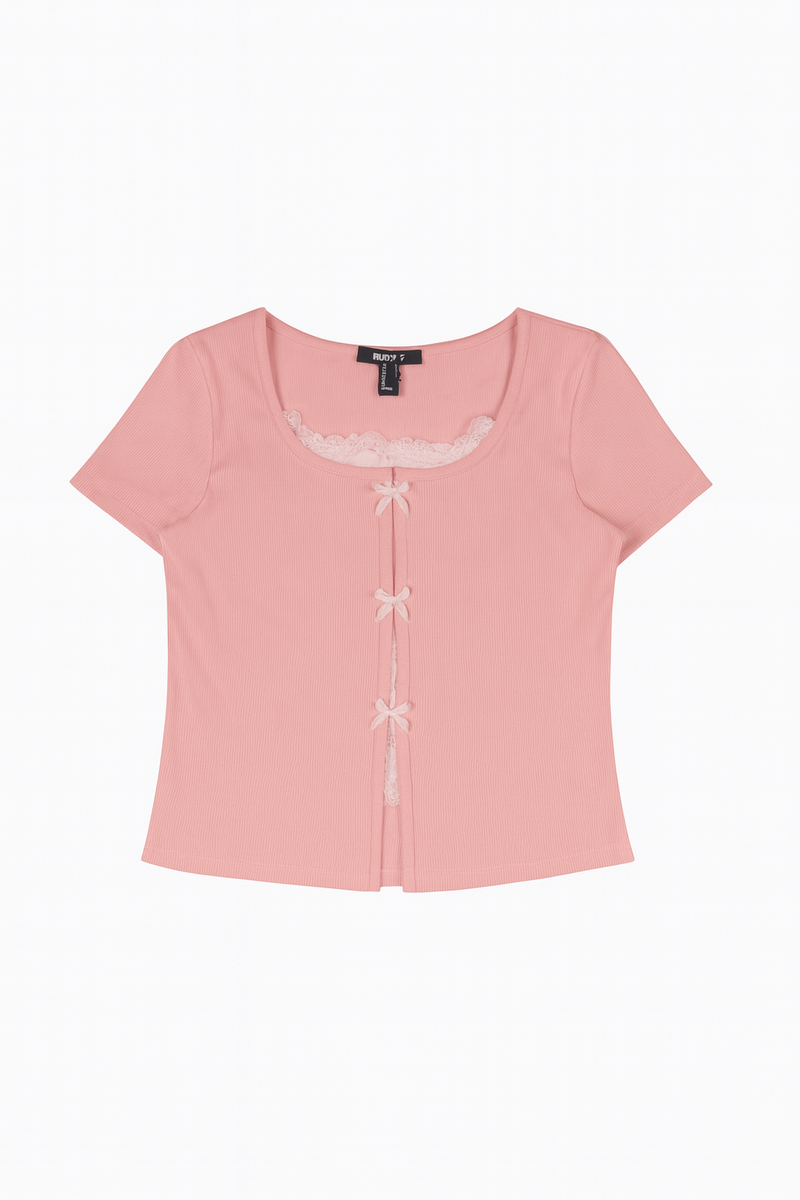 Ribbed Lace-Trim Bow Top | Forever 21 Womens