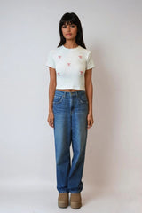 Embroidered Bow Cropped Tee | Forever 21 Womens