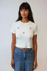 Embroidered Bow Cropped Tee | Forever 21 Womens