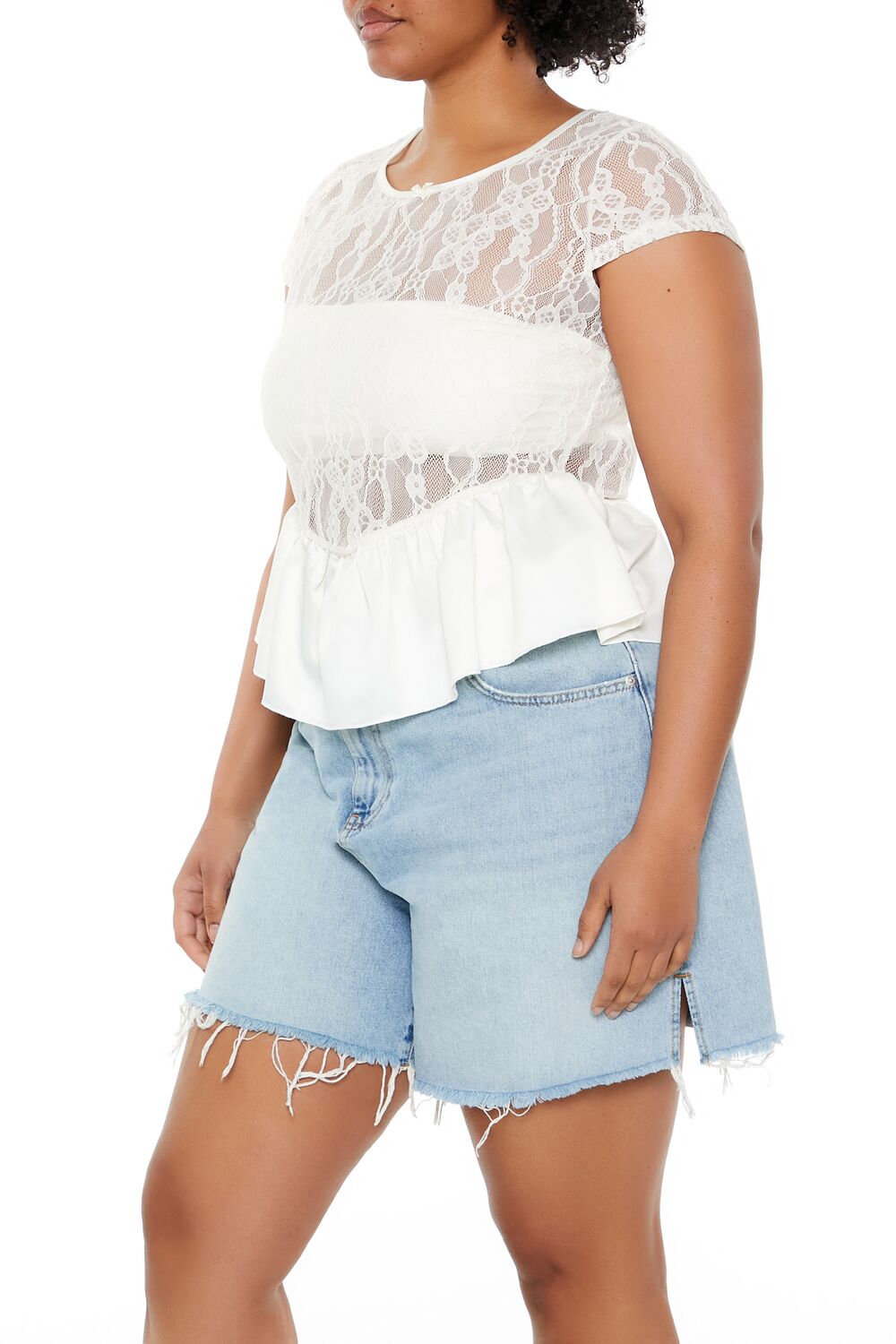 Plus Size Sheer Lace Peplum Top | Forever 21 Womens
