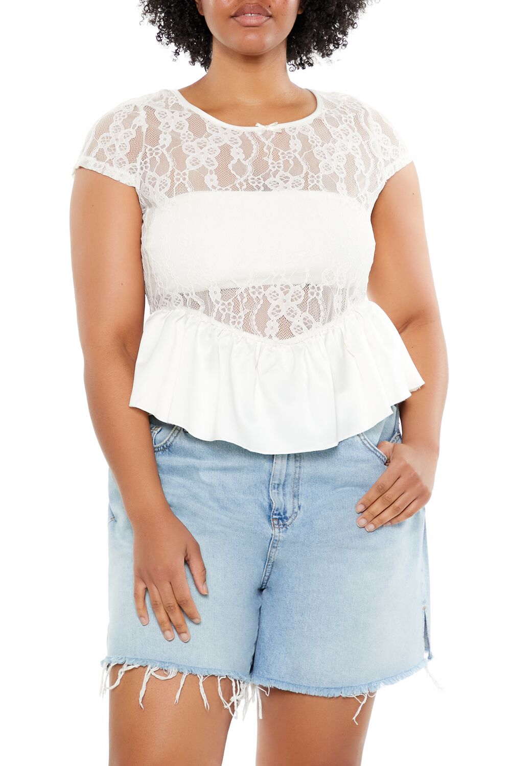 Plus Size Sheer Lace Peplum Top | Forever 21 Womens