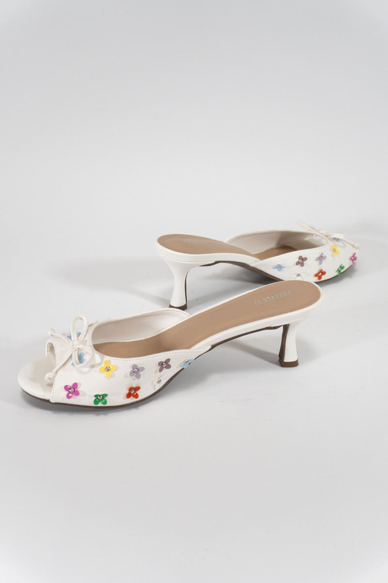 Floral Embellished Heeled Mules | Forever 21 Womens