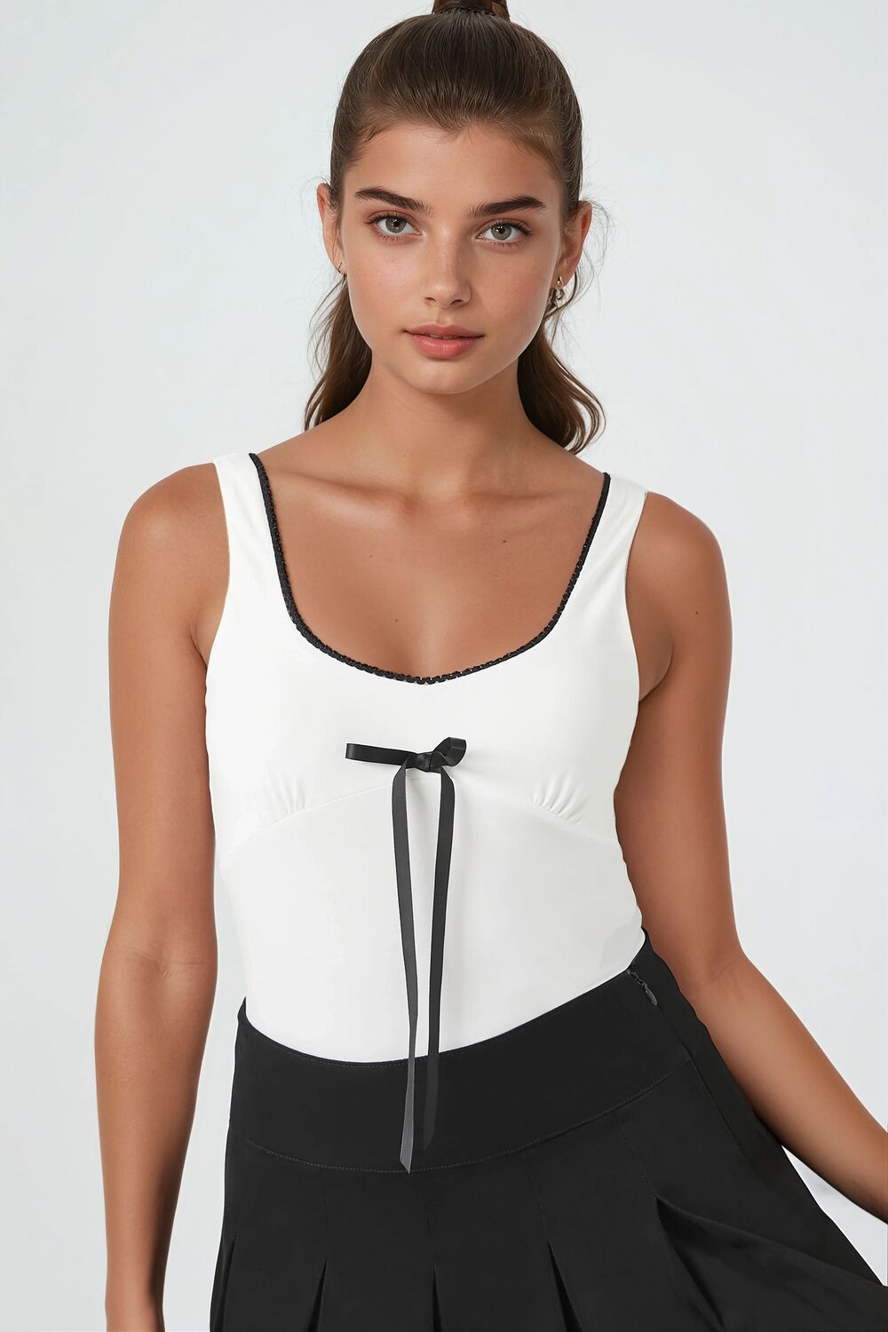 Bow Ricrac-Trim Bodysuit | Forever 21 Womens
