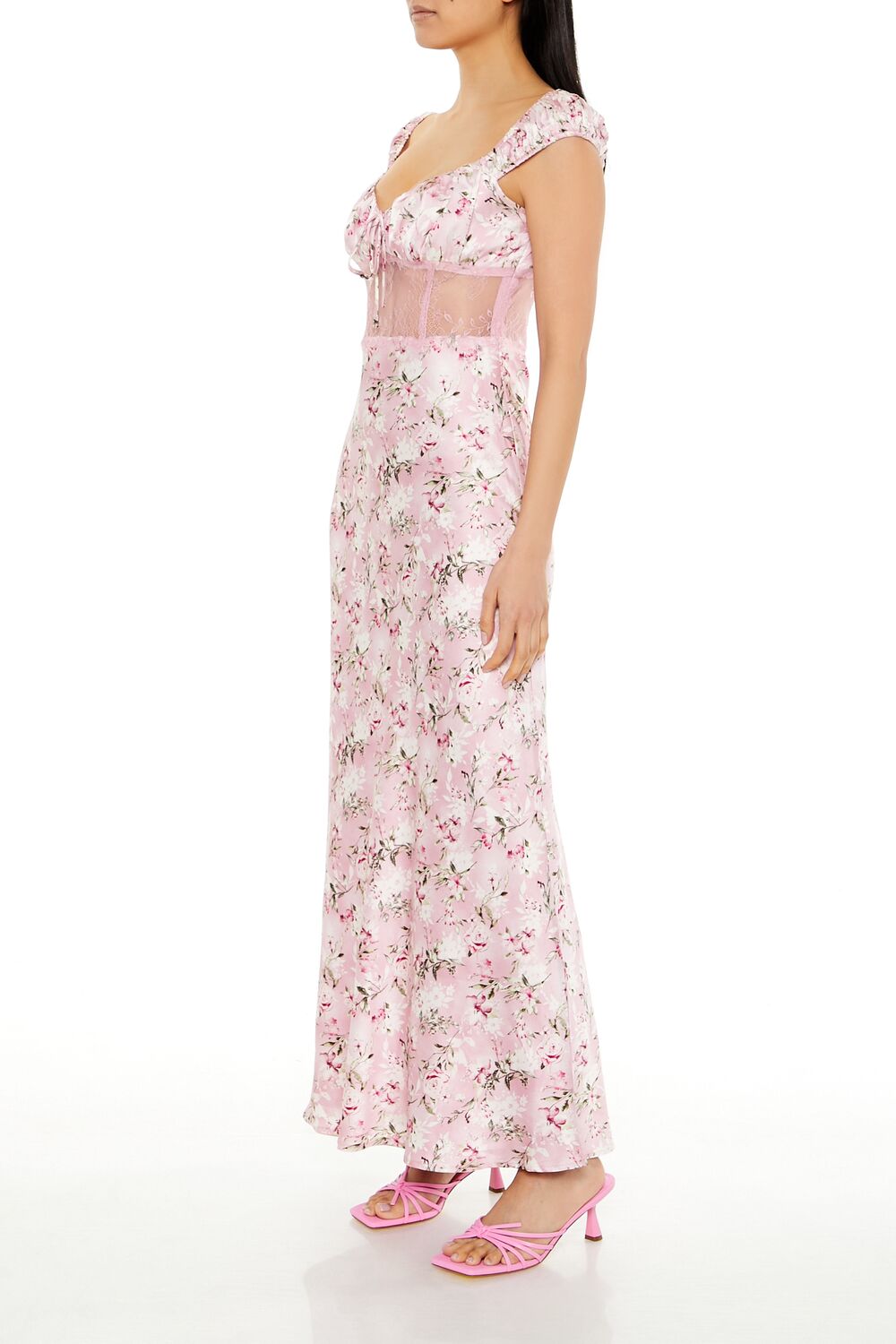 Lace-Trim Satin Floral Maxi Dress | Forever 21 Womens