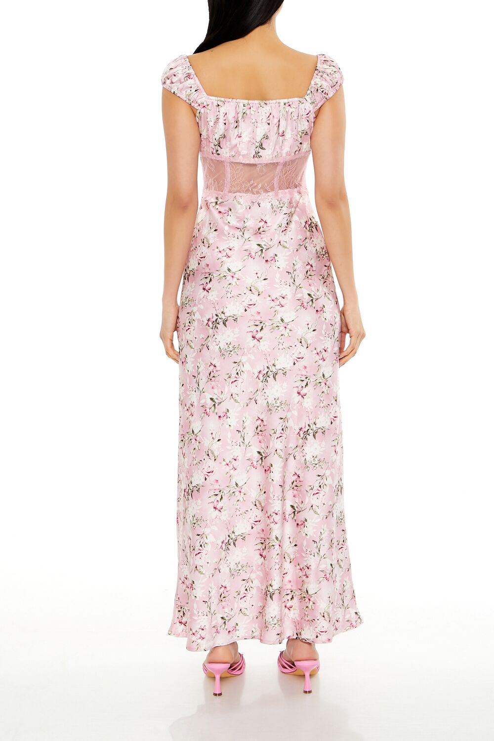 Lace-Trim Satin Floral Maxi Dress | Forever 21 Womens