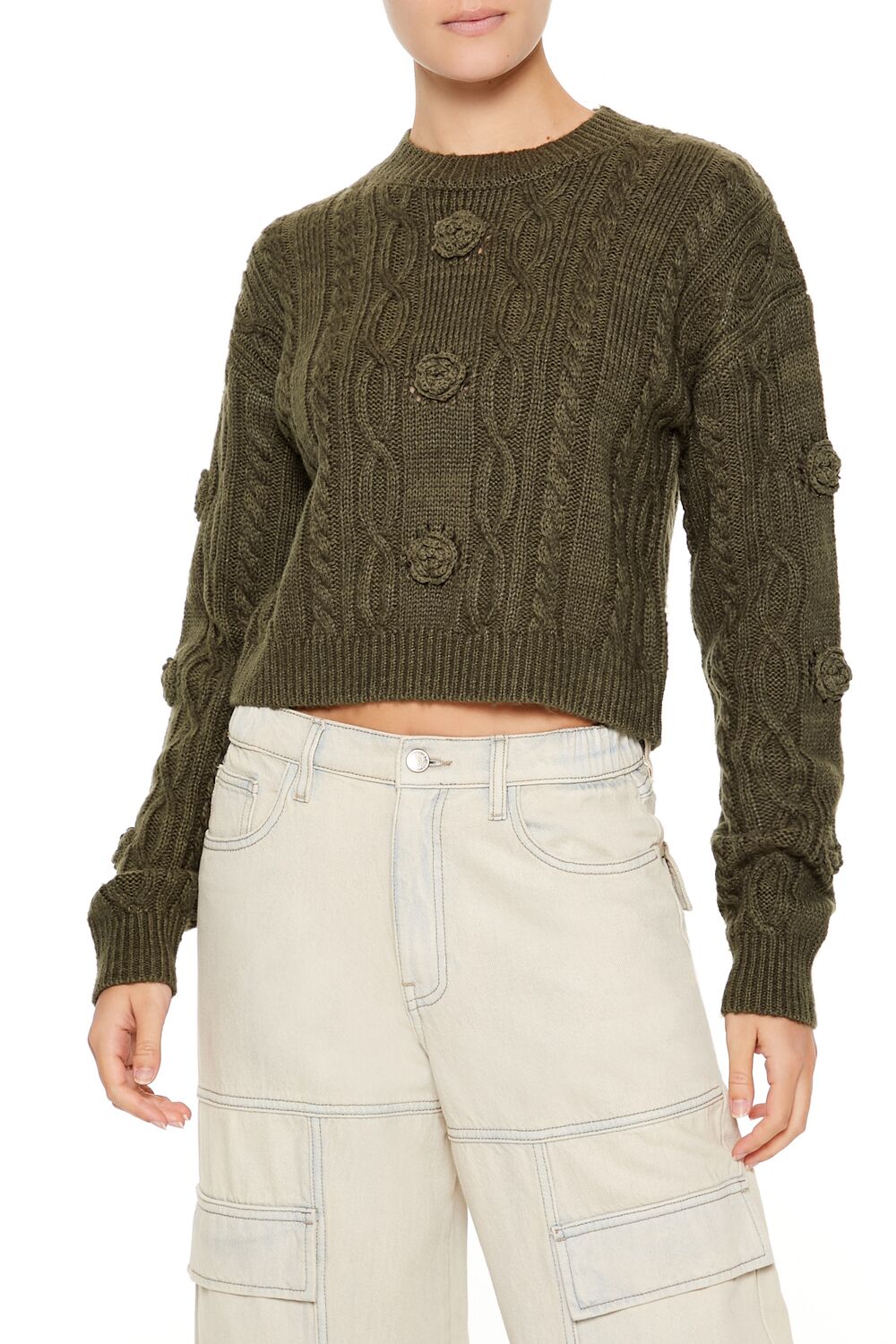 Rosette Cable Knit Sweater | Forever 21 Womens