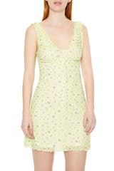 Floral Lettuce-Edge Mini Dress | Forever 21 Womens