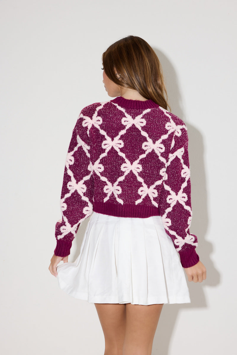 Jacquard Cropped Bow Sweater | Forever 21 Womens