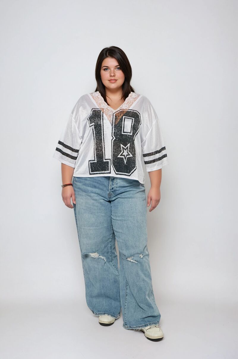 Plus Size Lace-Trim Mesh Jersey Top | Forever 21 Womens