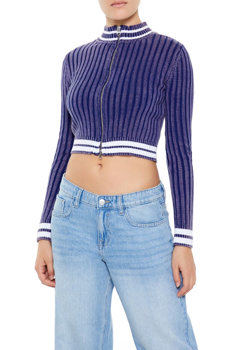 Varsity-Striped Zip-Up Sweater | Forever 21 Womens