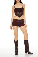 Sweater-Knit Chain Belt Shorts | Forever 21 Womens