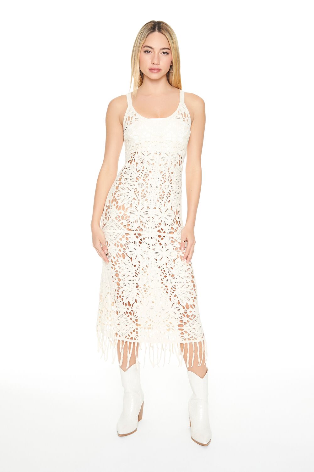 Crochet Fringe Midi Dress | Forever 21 Womens