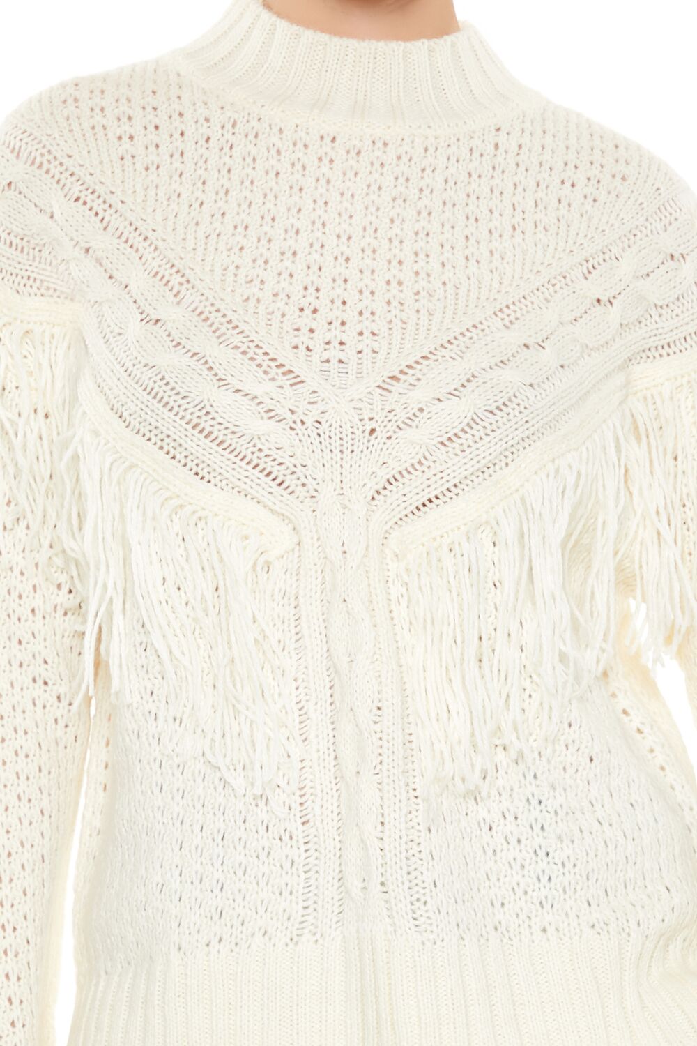 Fringe-Trim Mock Neck Sweater | Forever 21 Womens