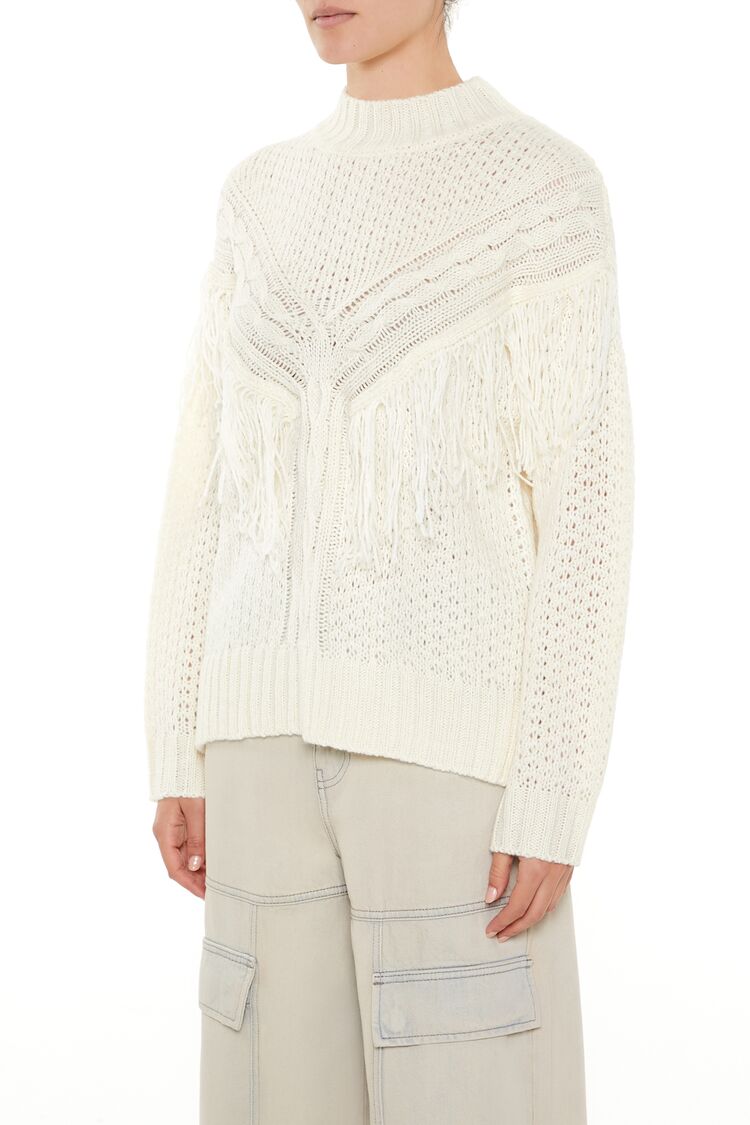 Fringe-Trim Mock Neck Sweater | Forever 21 Womens