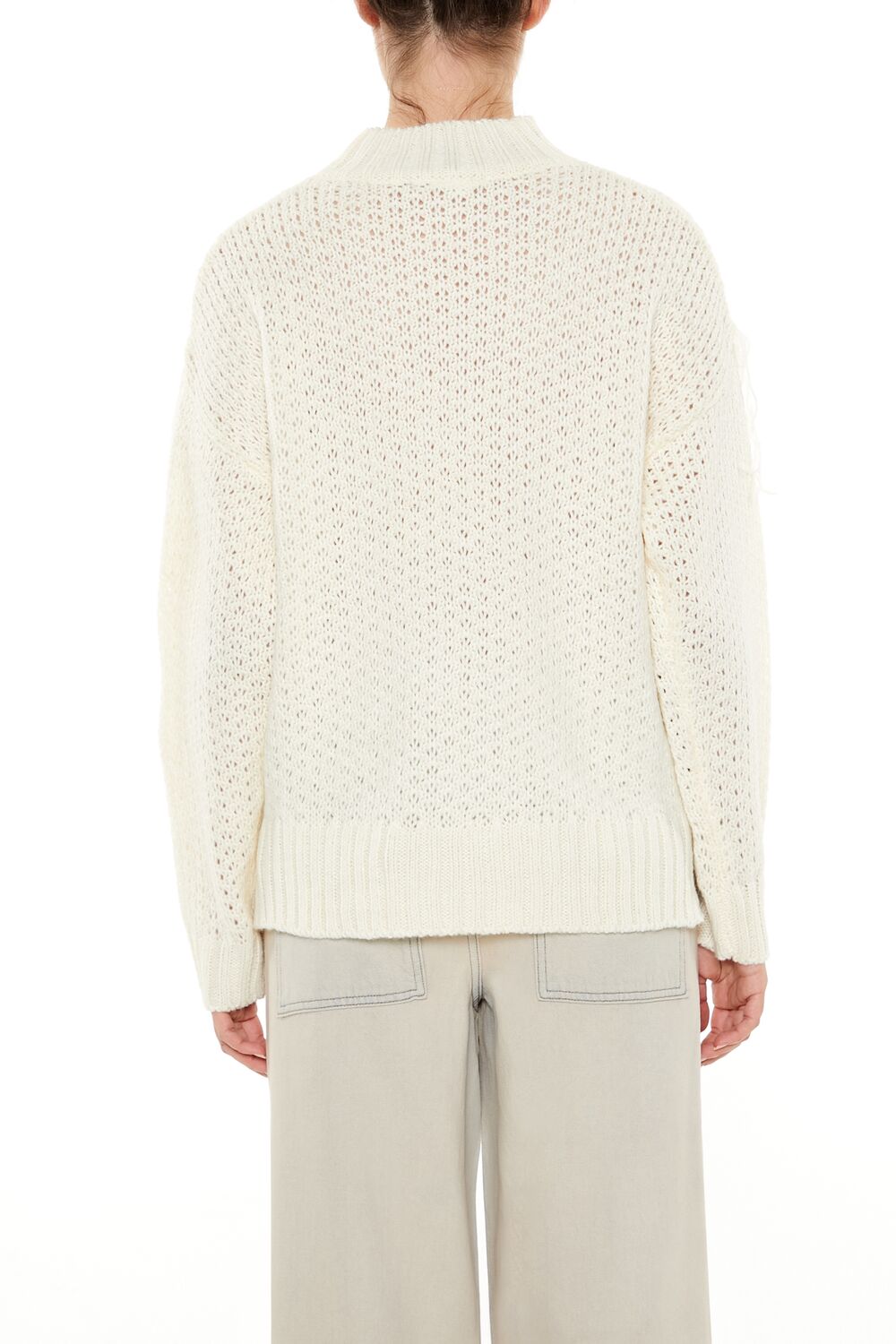 Fringe-Trim Mock Neck Sweater | Forever 21 Womens