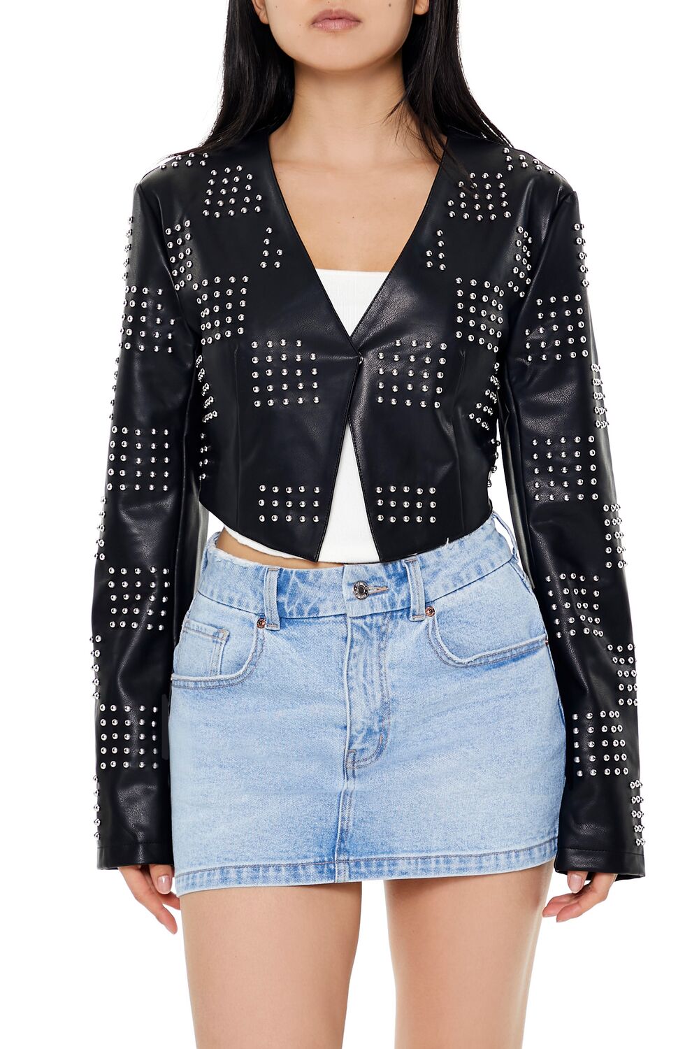 Studded Checkered Jacket | Forever 21 Womens