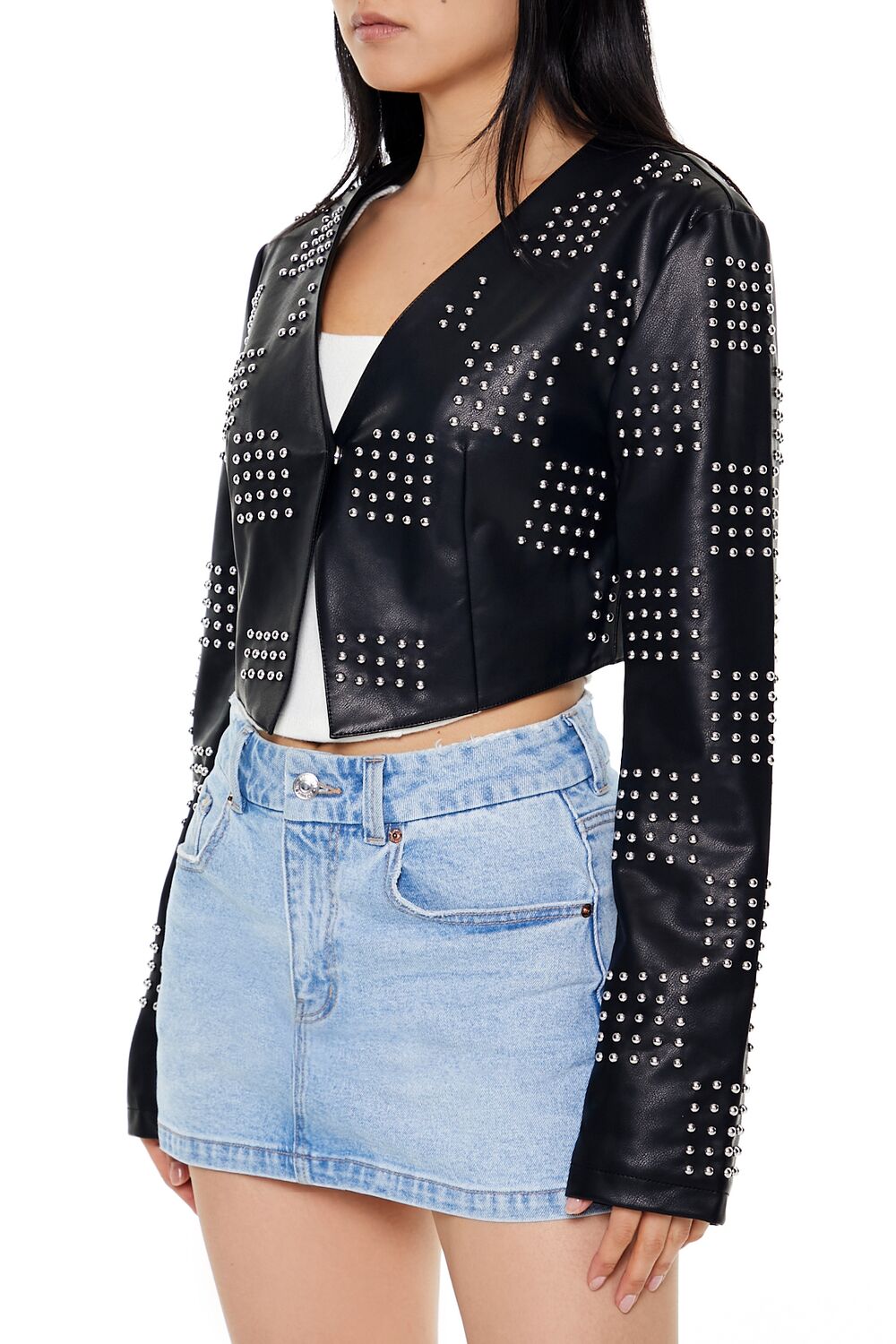 Studded Checkered Jacket | Forever 21 Womens