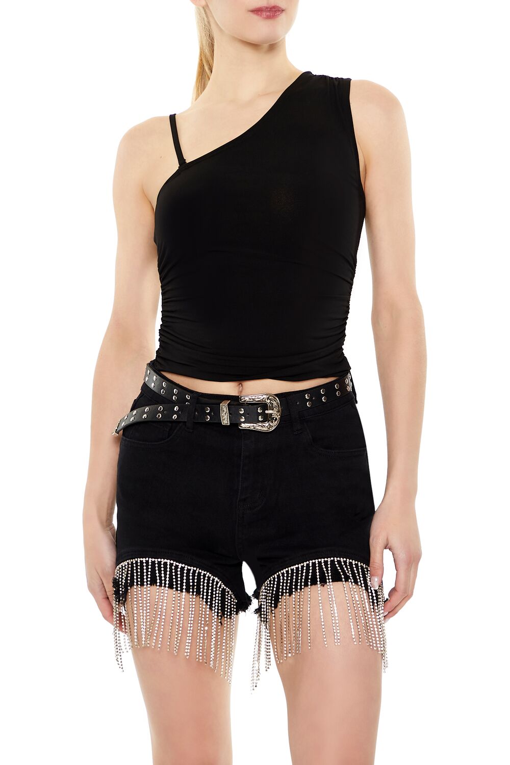 Rhinestone Fringe Denim Shorts | Forever 21 Womens
