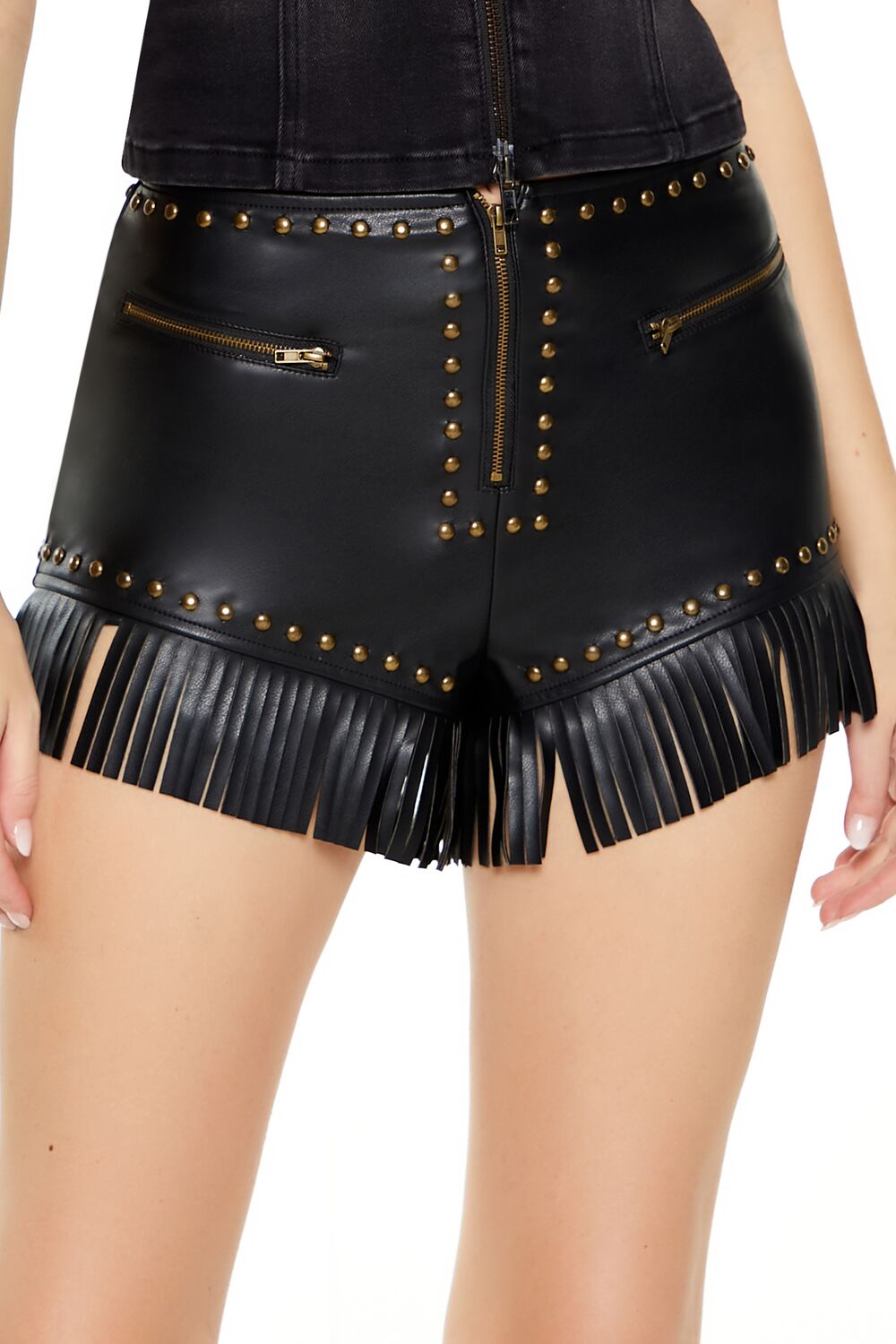 Faux Leather Fringe-Trim Shorts | Forever 21 Womens