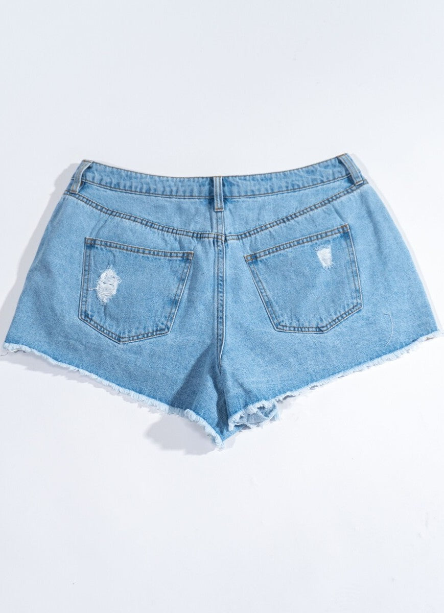 Plus Size Distressed Rhinestone-Fringe Denim Shorts | Forever 21 Womens
