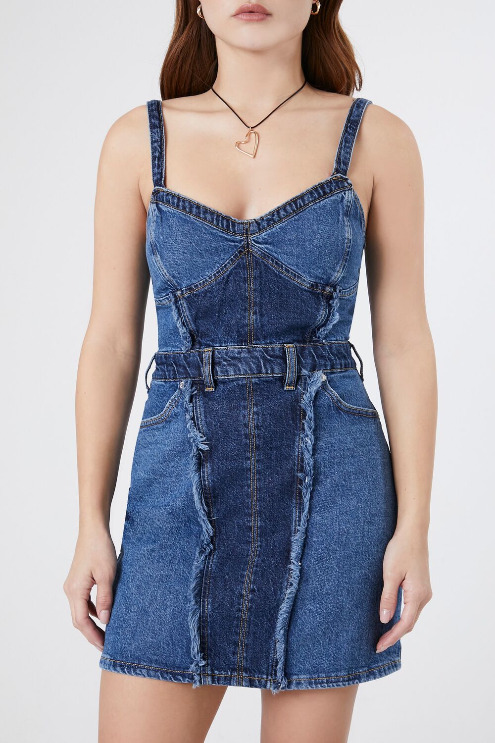 Frayed Colorblock Denim Dress | Forever 21 Womens