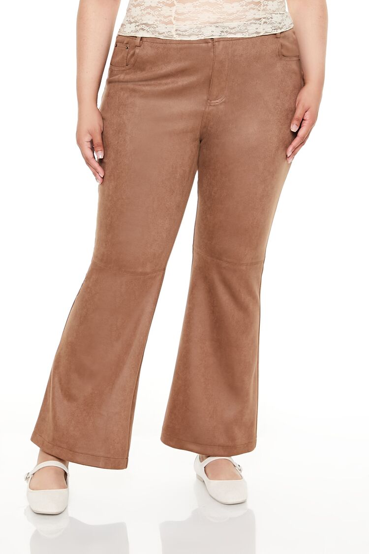 Plus Size Faux Suede Flare Pants | Forever 21 Womens