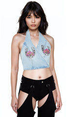 Denim Horseshoe Crop Top | Forever 21 Womens