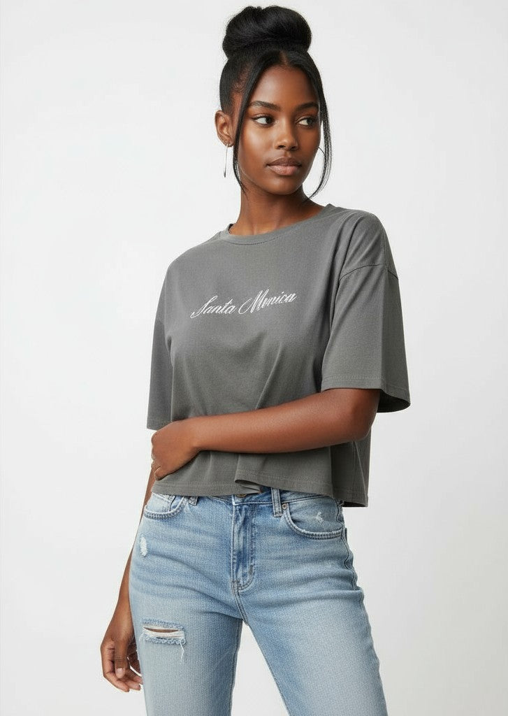 Santa Monica Boxy Cropped Tee | Forever 21 Womens
