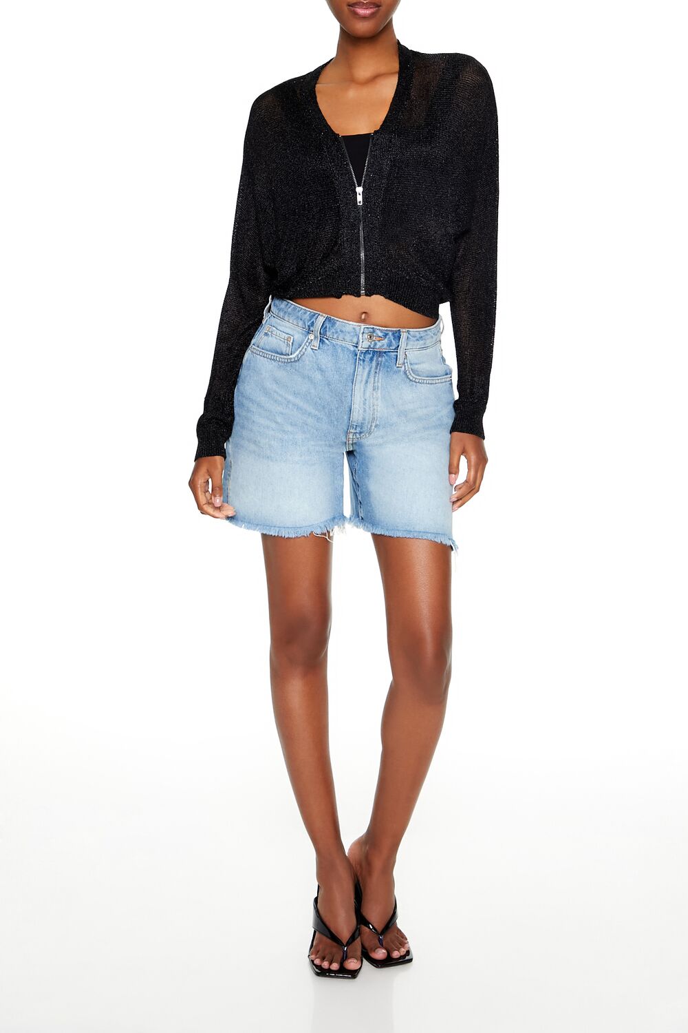 Glitter Knit Zip-Up Sweater | Forever 21 Womens