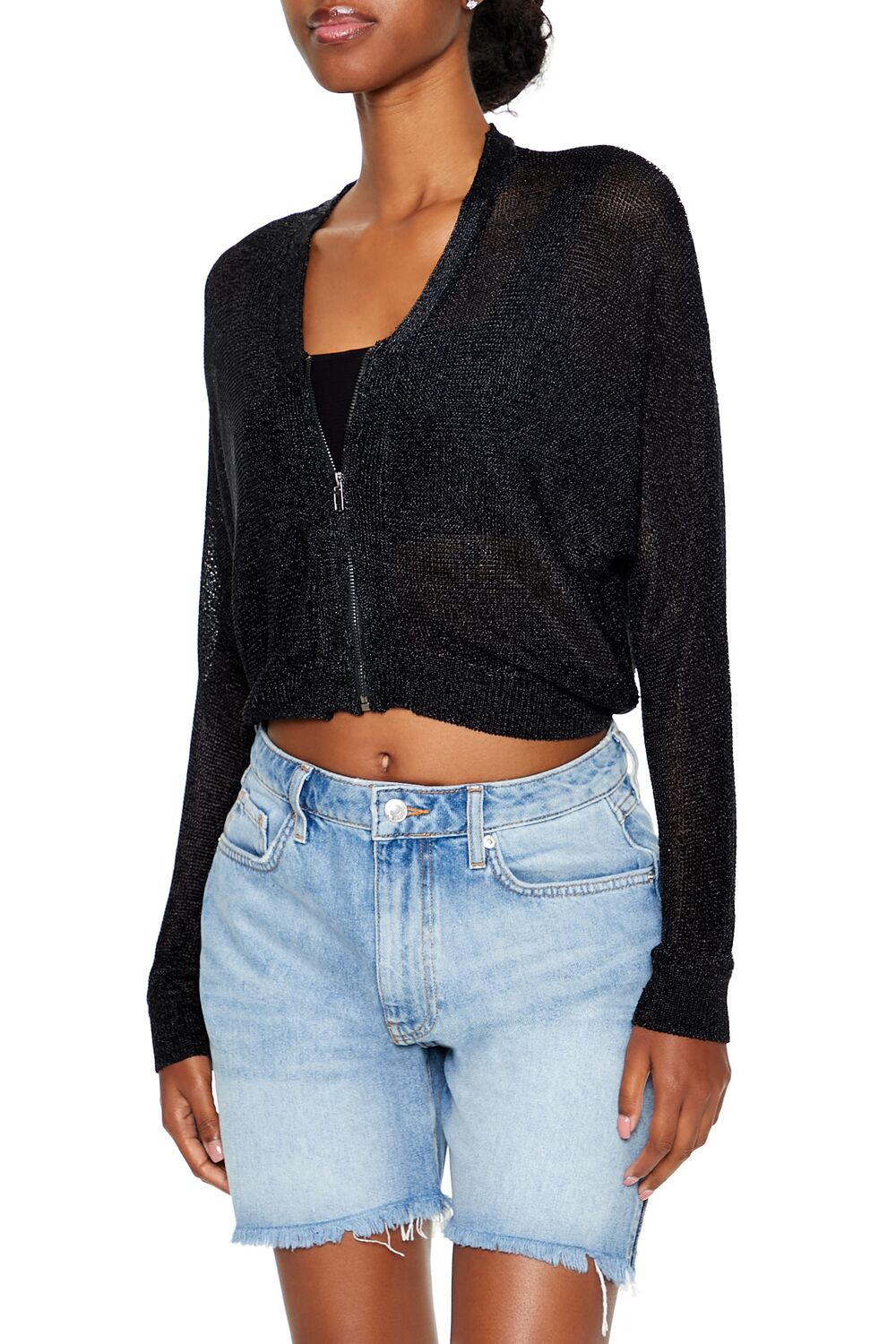 Glitter Knit Zip-Up Sweater | Forever 21 Womens