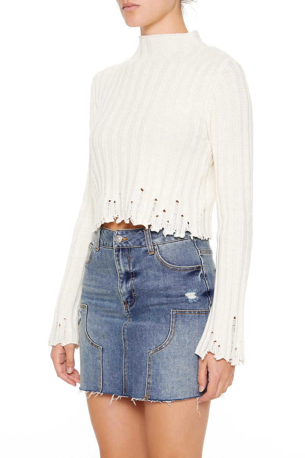 Distressed Mock Neck Sweater | Forever 21 Womens