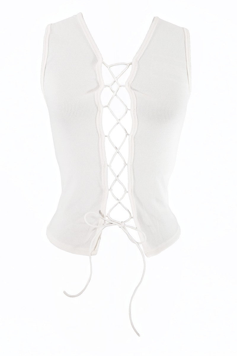 Sleeveless Lace-Up V-Neck Top | Forever 21 Womens