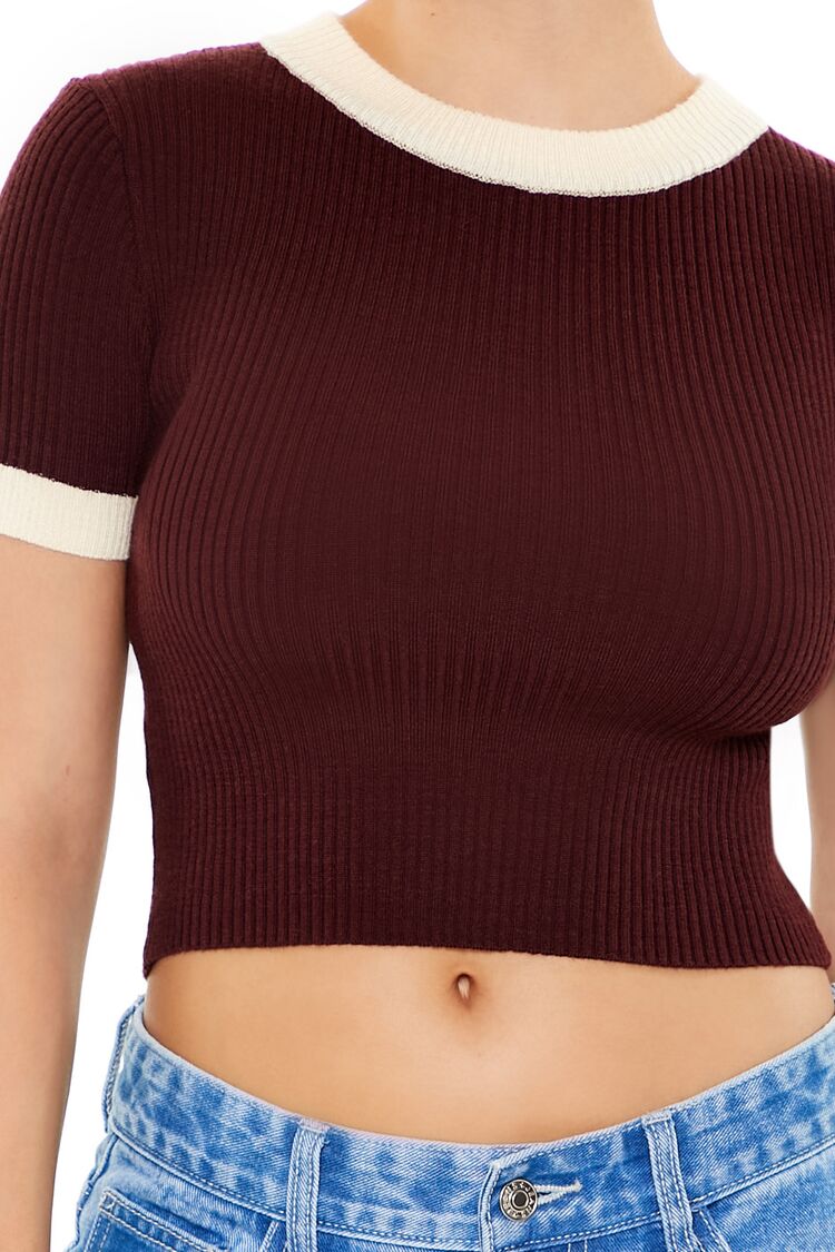 Sweater-Knit Ringer Cropped Tee | Forever 21 Womens