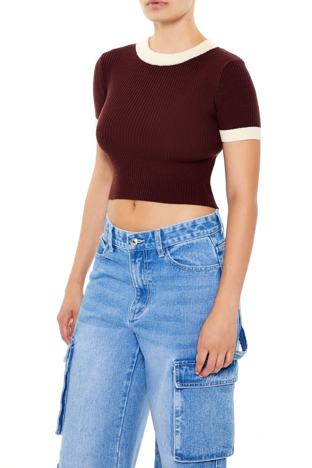 Sweater-Knit Ringer Cropped Tee | Forever 21 Womens